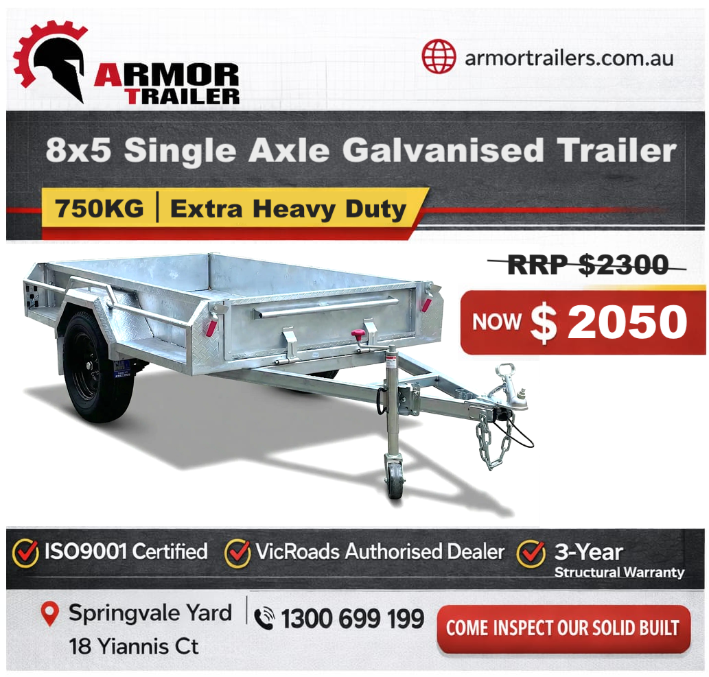 8x5 Galvanised Trailer Single Axle ATM 750KG ( Model : S85 ). RRP $2300